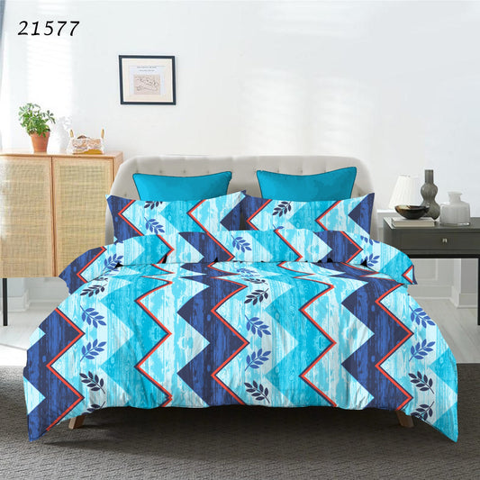 Jubliee Dreams, Double or Queen Bed 100% Pure Cotton Flat Bedsheet with 2 Matching Pillow Covers | 250 Thread Count (90 x 100 Inches)| for Bedroom, Study, Decor, Gifting, Wedding, Festivals- Zig-Zag Geometrical Pattern