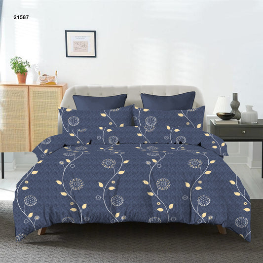 Jubliee Dreams, Double or Queen Bed 100% Pure Cotton Flat Bedsheet with 2 Matching Pillow Covers | 250 Thread Count (90 x 100 Inches)| for Bedroom, Study, Decor, Gifting, Wedding, Festivals- Regular Floral Pattern